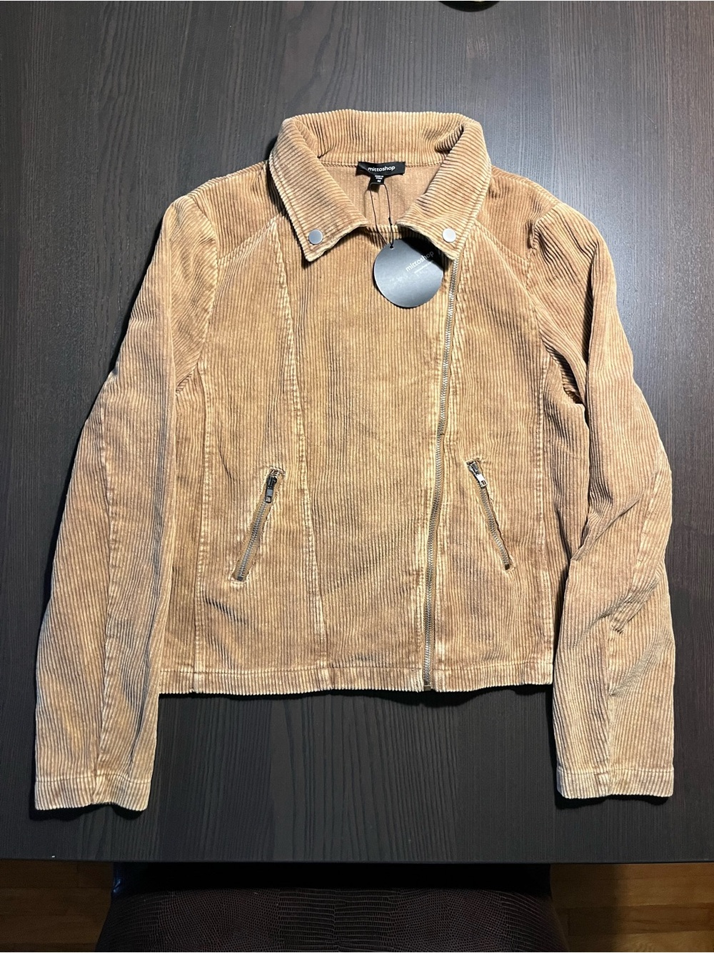 Mitto Shop Womens M Corduroy Moto Jacket Tan Camel Biker NWT